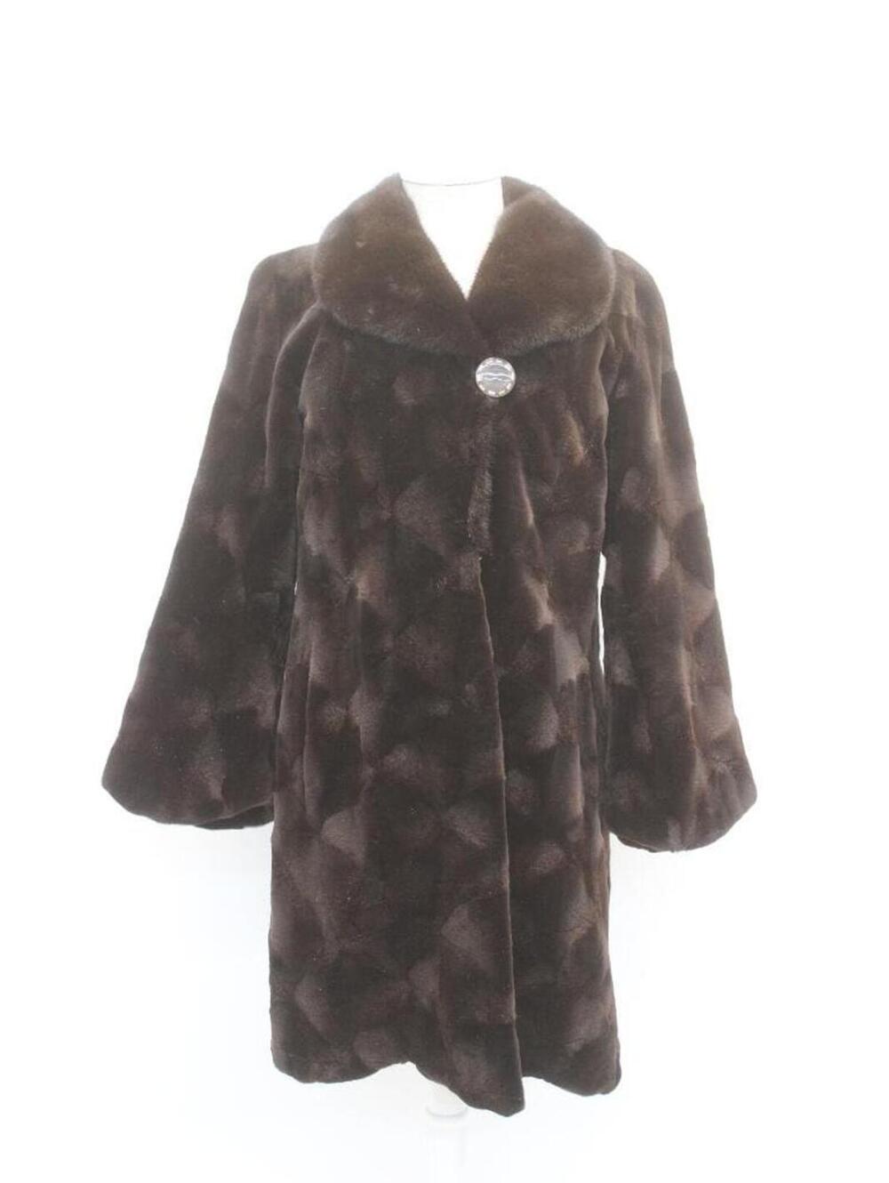 Excellent Canadian Sheared Dark Ranch Mink Fur Coat Jacket Women Woman Size 4 S